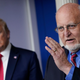 Dr. Robert Redfield, director of the Centers for Disease Control and Prevention, speaks while President Donald Trump watches during the daily briefing of the coronavirus task force at the White House on April 22, 2020.